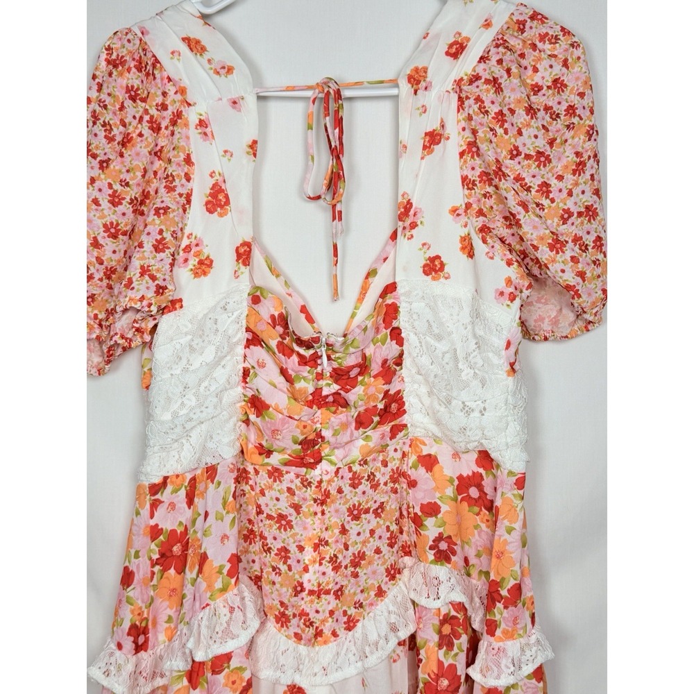 Altar'd State Aderny Floral Patchwork Mini Dress XL Cottagecore Coquette Lace - Picture 6 of 16